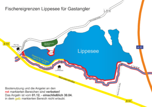 Lippesee Angeln, Tagesschein, Fischereigrenzen